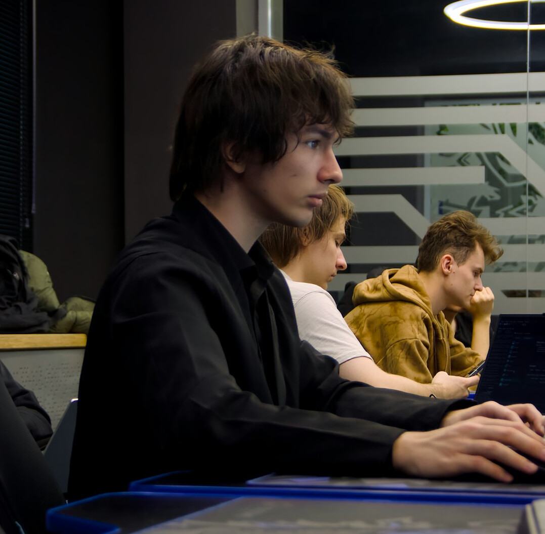 group of students in coding class