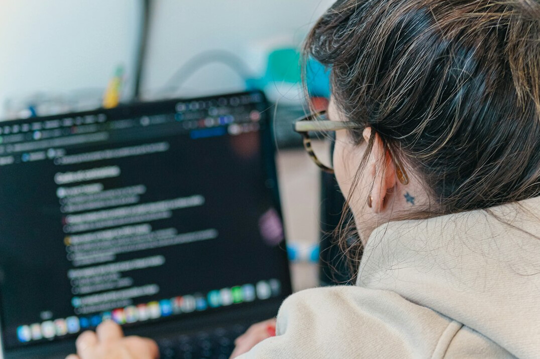 group of students in coding class