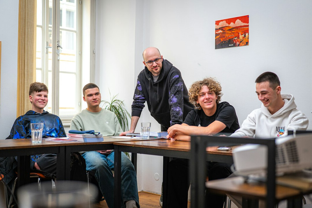 programming students in classroom
